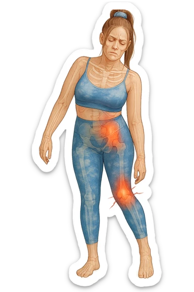 Donna asimmetrica con dolori immagine medica sticker