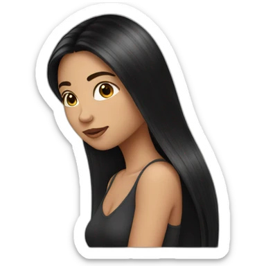 girl long black straigh hair sticker