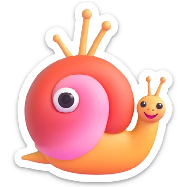 cheerful snail with blushing cheeks 3D emoji style sticker