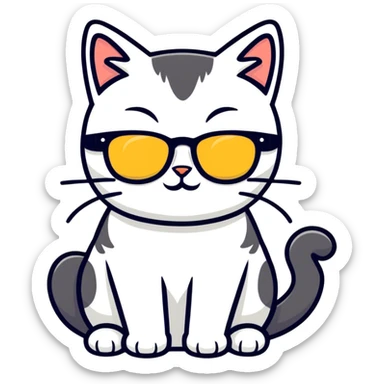 Cat with sunglasses sticker