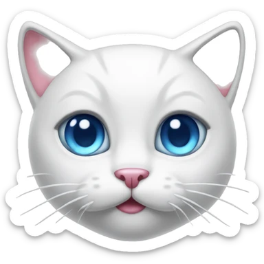 white cat with a pink bow and blue eyes sticker