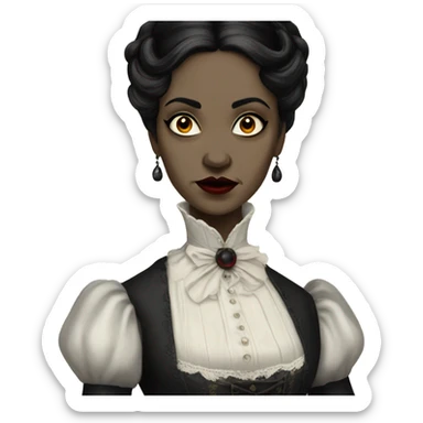 Victorian era vampire woman with black hair sticker