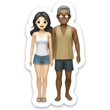 south korea couple in beach sticker