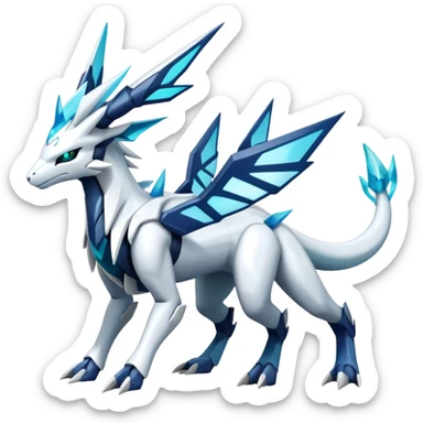 Futuristic Kyurem-reshiram-Glaceon-dialga-suicune-hybrid, full body sticker