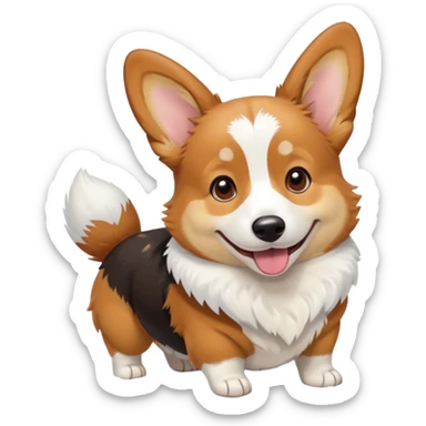 tricolor corgi in snow sticker