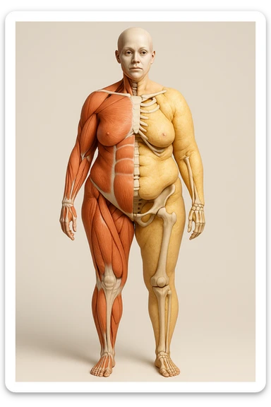 Donna Composizione Corporea Sbilanciata su un corpo umano in 3D sticker