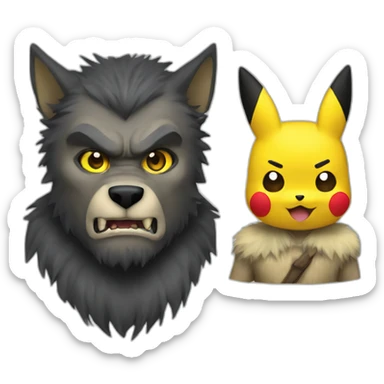 wolfman and pikachu sticker