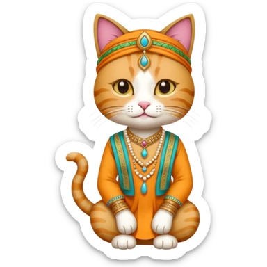 cat wearing indian clothes sticker