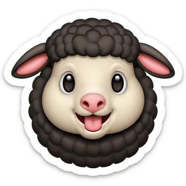 Oveja negra sacando la lengua en actitud de risas sticker