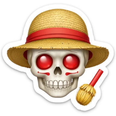 Luffy straw hat logo but.his head is a skull and the line in the hat is red sticker