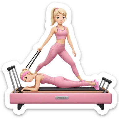 pilates beige reformer girl with pink set of clothes.  sticker
