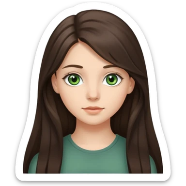 Девушка, шатенка с длинами волосами, лет 18 с серо зелёными глазами sticker