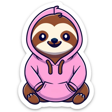 Sloth wearing pink hoodie  sticker