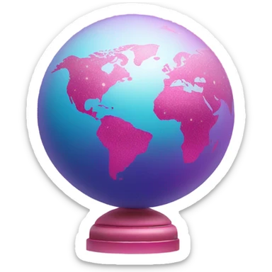 Pink ombre globe with glitter  sticker