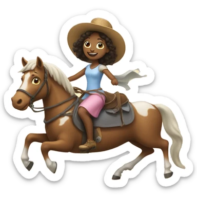Princess riding a dog riding a horse riding a cow riding a bicycle  sticker