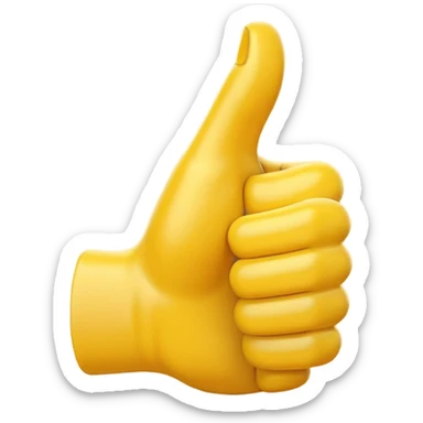 Use the original thumbs up emoji as a template, and create an image of a modified thumbs up where an exact copy but much smaller version of the large thumbs up, has its fingers wrapped around the large thumbs up sticker