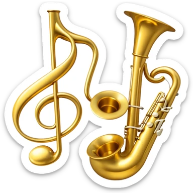 drei musiknoten in goldfarben, kein notenschlüssel. sticker