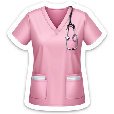 light pink medical scrubs uniform folded neatly without any human wearing it sticker