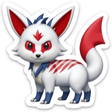 Marked patterned spotted striped zigzagged Zangoose-Absol-Pachirisu-fusion sticker