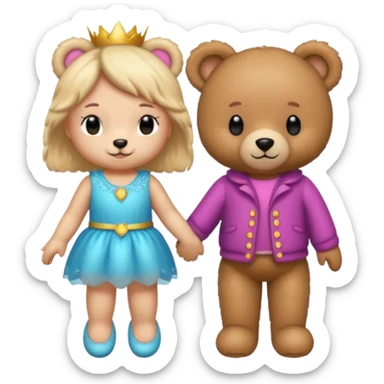 Teddy and fairy as couple sticker