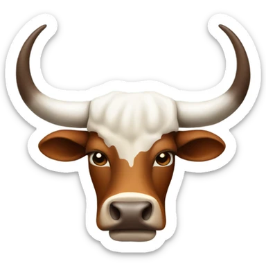 bull, Texas Longhorn with brown and white face, long long long long horns sticker