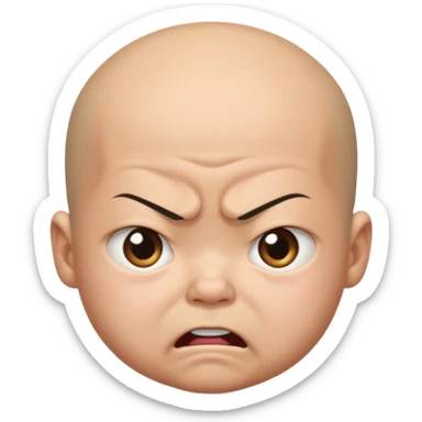 angry bald japanese male baby sticker