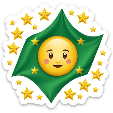 Bandera verde con 8 estrellas amarillas en el centro forando un circulo sticker