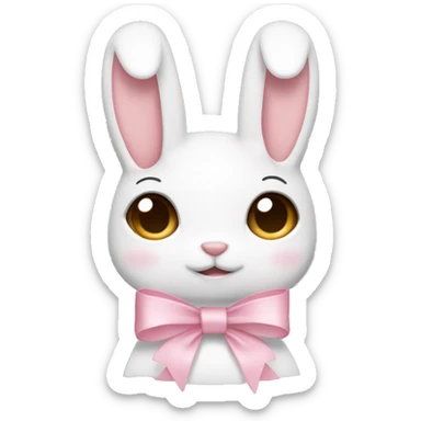 White banny and light pink bow sticker