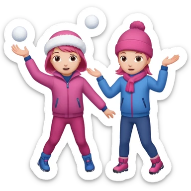 snowball fight pair sticker