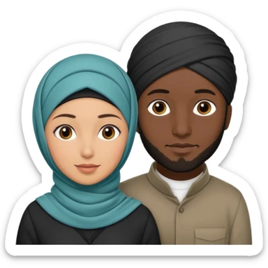 Mixed hijabi wife black husband normal hair  sticker