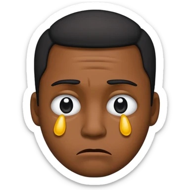 Black man emoji shedding a tear with a frown sticker