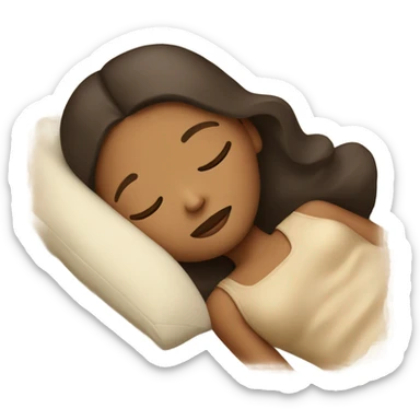 A girl sleeping in a beige bed close-up sticker