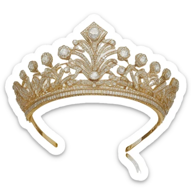 queen mary style art deco diamond tiara gold  sticker