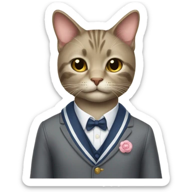A cat wearing preppy clothes sticker