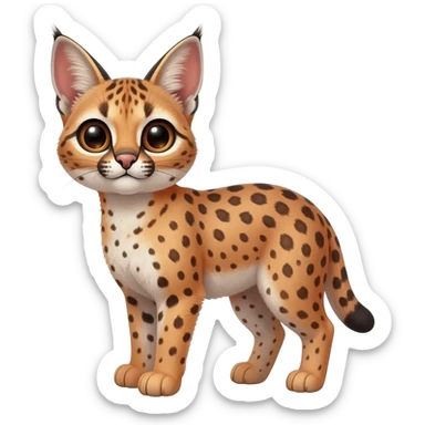 Big-eared big-eyed cute realistic animalistic feral digitigrade 4-legged anime-styled Caracal-Trico-Vernid-Sergal-Serval-hybrid-fusion-creature-animal, full body sticker