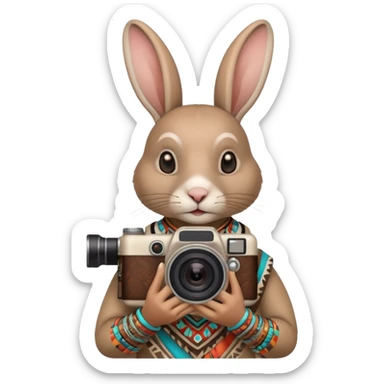rabit, tribal ethnic ancient rabit with camera sticker