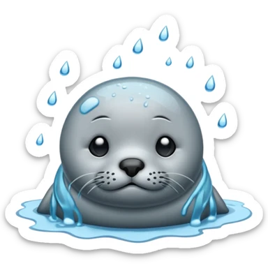 Sad seal in the rain sticker