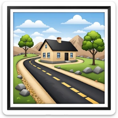 small road with home sticker