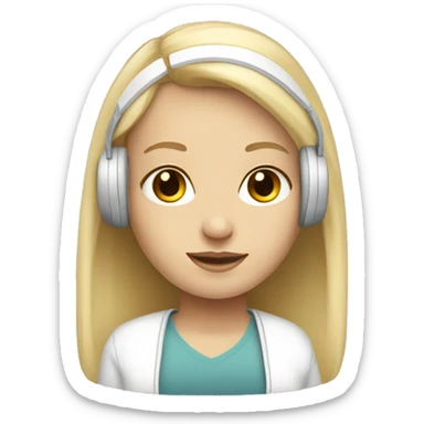 Straight blonde hair girl with white headphone sticker