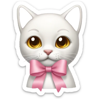 light pink ribbon bow cat sticker