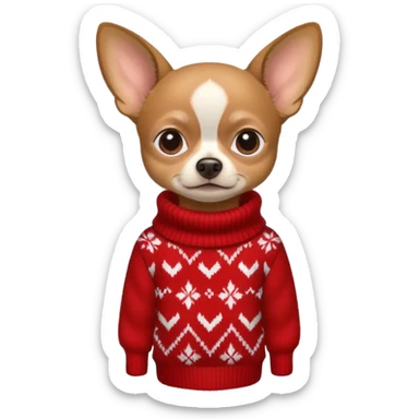 Dark Tan deer-head chihuahua sitting wearing a sweater sticker