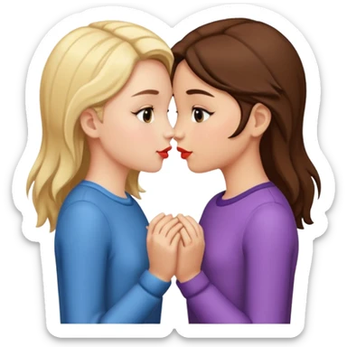 Two girls holding hands kissing sticker