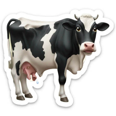 black cow pumping milk sticker
