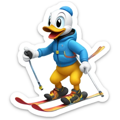 Donald on skis sticker