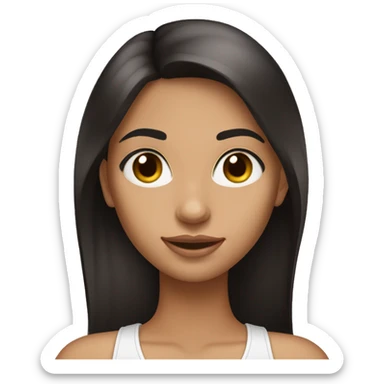 fair skinned latin girl with brown eyes and hoop earrings, make her skin lighter and her hair long black and straight sticker