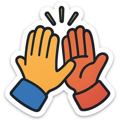 Two hands high-fiving sticker