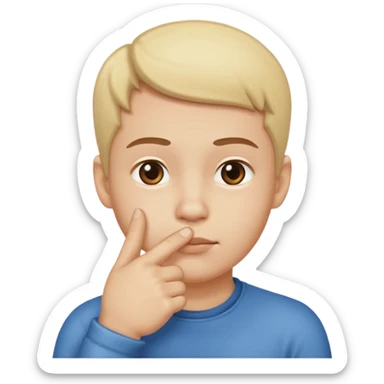 straight face with hand with thumb sticking left right under chin emoji sticker