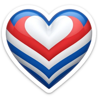 a red white and blue tiger striped heart  sticker