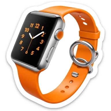 a orange apple watch with fitness rings in the style of an ios emoji  sticker
