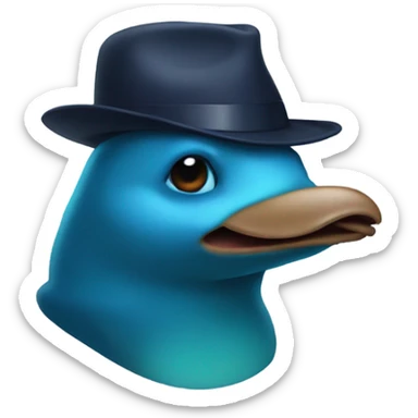 Blue platypus with a detective hat sticker